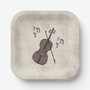 Espresso Violino-Viool gemaakt met koffiebonen- Papieren Bordje