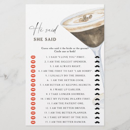 Espresso vrijgezellenfeest Hij zei dat ze spel zei (Voorkant)