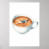 Espresso Vrouw Weken Waterverf Poster (Voorkant)