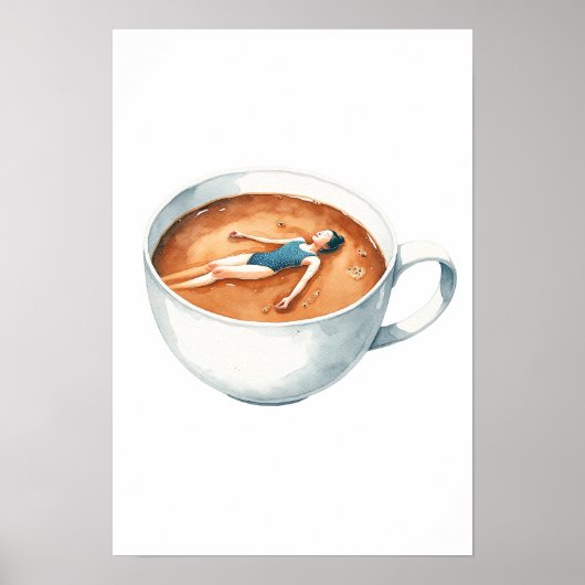 Espresso Vrouw Weken Waterverf Poster (Voorkant)