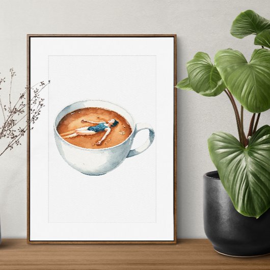 Espresso Vrouw Weken Waterverf Poster