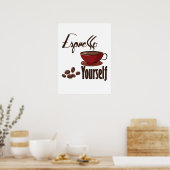Espresso Yourself Coffee Pun Express uzelf Poster (Keuken)