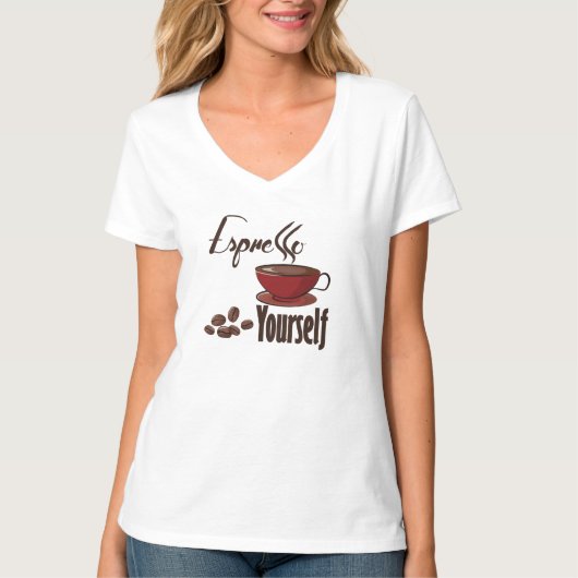 Espresso Yourself Coffee Pun Express uzelf T-shirt (Voorkant)