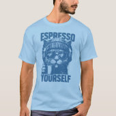 "Espresso Yourself" Cool Cat with Coffee, Beanie T-shirt (Voorkant)