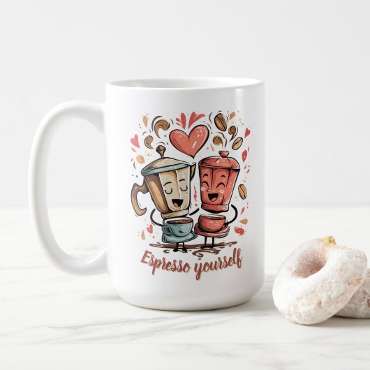 Espresso yourself funny coffee lover graphic art koffiemok (Met donut)
