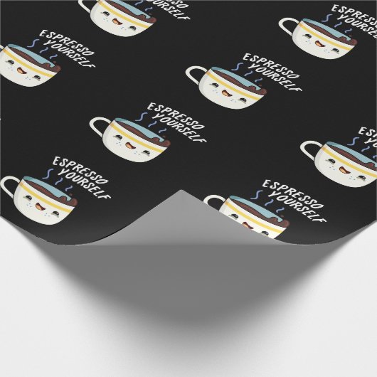 Espresso Yourself Funny Coffee Pun Cadeaupapier (Hoek)