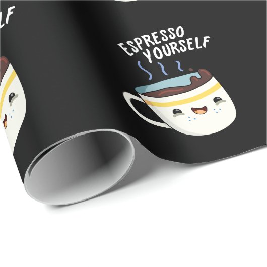 Espresso Yourself Funny Coffee Pun Cadeaupapier (Rol Hoek)