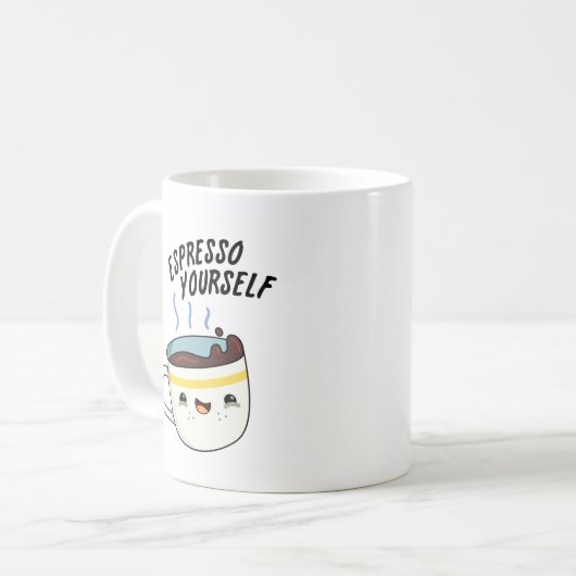 Espresso Yourself Funny Coffee Pun Koffiemok (Voorkant links)