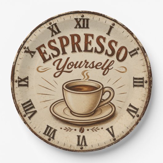 Espresso Yourself Vintage Coffee Papieren Bordje (Voorkant)