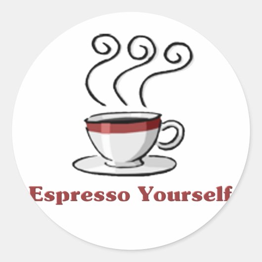 Espresso Yzelf Ronde Sticker (Voorkant)