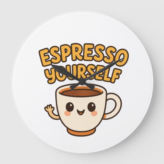 Espresso zelf | Schattige & Grappig Koffie Pun Ont Grote Klok (Voorkant)