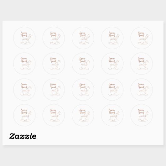 Espresso zelf tekstontwerp ronde sticker (Vel)