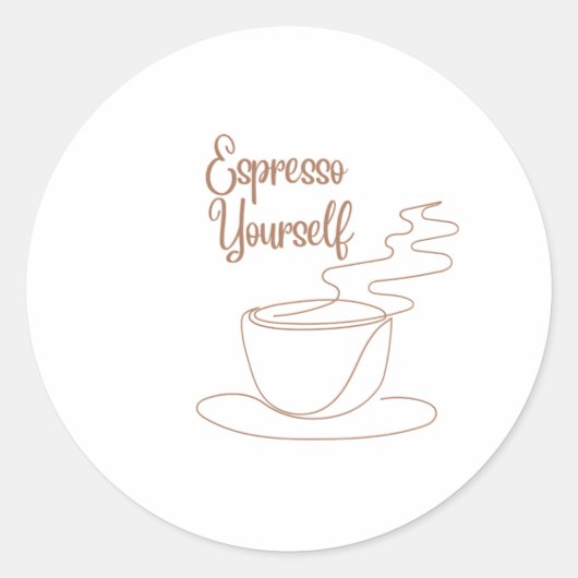 Espresso zelf tekstontwerp ronde sticker (Voorkant)