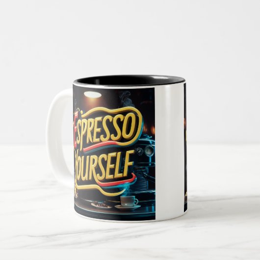 "Espresso zelf" Tweekleurige Koffiemok (Voorkant links)