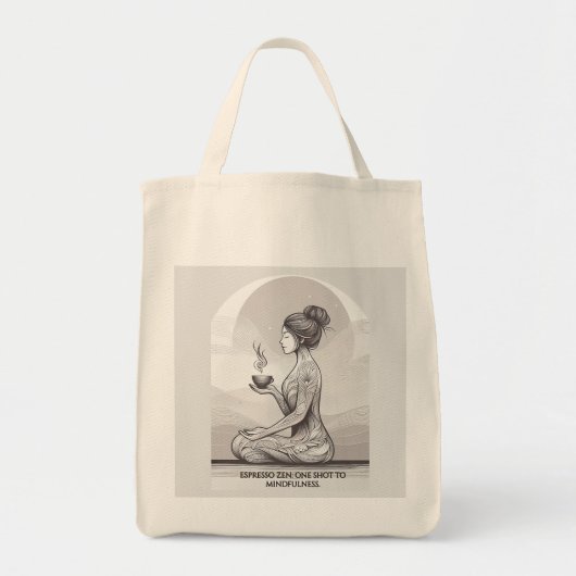 Espresso Zen Meditatie Canvas tas (Voorkant)