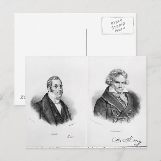 Esprit Auber en Ludwig van Beethoven Briefkaart (Voorkant / Achterkant)
