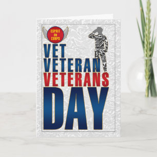 Esprit de Corps Veterans Day Blue en Red Feestdagen Kaart