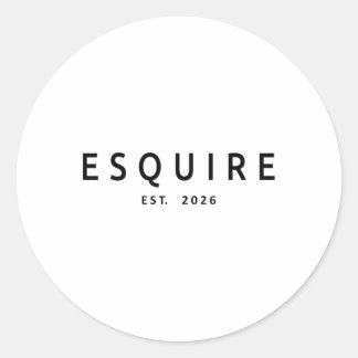 Esquire Est. 2026, advocaat jurist rechten afgestu Ronde Sticker