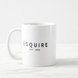 Esquire Est. 2026, advocaat jurist rechtenstudie a Koffiemok
