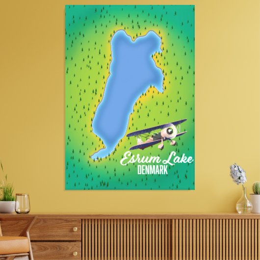 Esrum Lake Denmark reiskaart Canvas Afdruk (Insitu (Woonkamer))