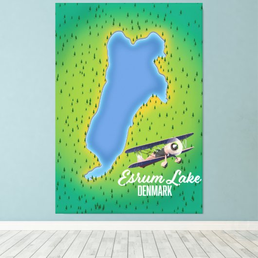 Esrum Lake Denmark reiskaart Canvas Afdruk (Insitu (Houten vloer))