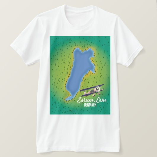 Esrum Lake Denmark reiskaart T-shirt (Design voorkant)