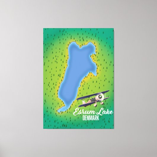 Esrum-meer Denemarken reis kaart Canvas Afdruk (Voorkant)