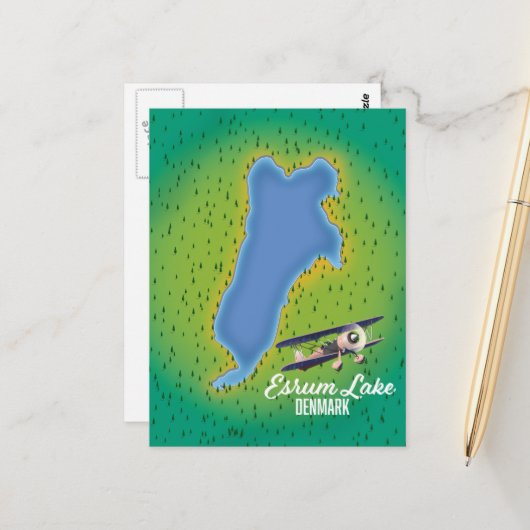 Esrummeer Denemarken reisplattegrond Briefkaart (Voorkant / Achterkant in situ)