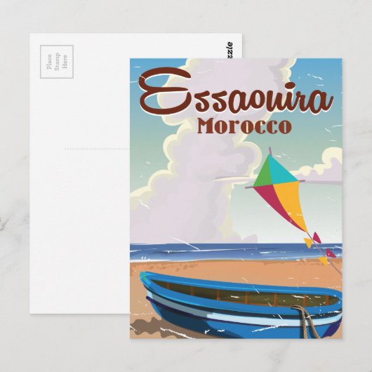 Essaouira Marokko Vintage-poster Briefkaart (Voorkant / Achterkant)