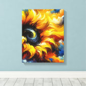 Essence of Sunlight - Abstracte zonnebloemmuurkuns Canvas Afdruk (Insitu (Houten vloer))