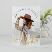 Essence Real Gold Foil Arch Afstuderen aankondigin Folie Uitnodiging (Staand Voorkant)