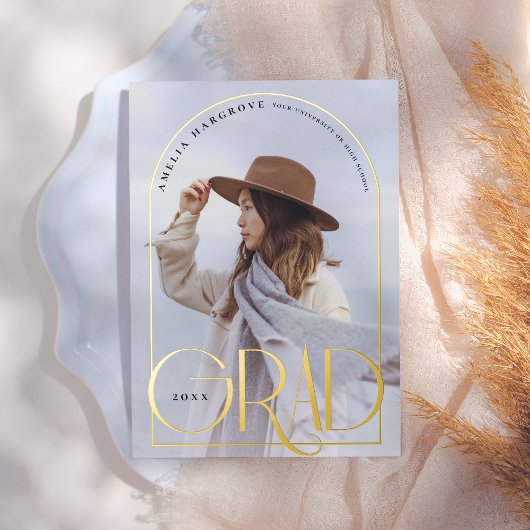 Essence Real Gold Foil Arch Afstuderen aankondigin Folie Uitnodiging