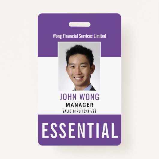 Essential Business Logo Employee Photo Badge (Voorkant)