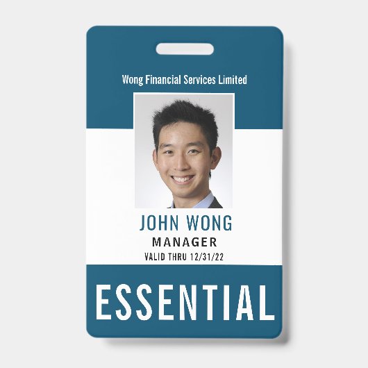 Essential Business Logo Employee Photo Badge (Voorkant)