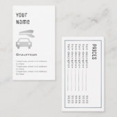 "Essential" Chauffeur Price Cards Visitekaartje (Voorkant / Achterkant)