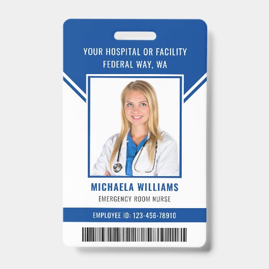 Essential Employee Barcode Photo Security ID Badge (Voorzijde)