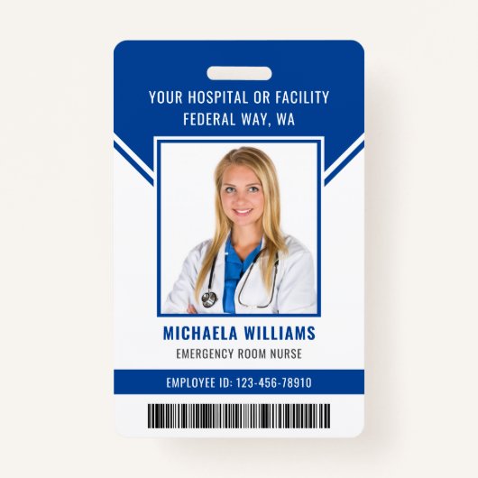 Essential Employee Barcode Photo Security ID Badge (Voorkant)