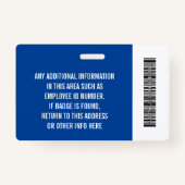 Essential Employee ID Photo, Bar Code, Logo, Issue Badge (Achterkant)