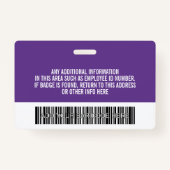 Essential Employee ID Photo, Bar Code, Logo, Name Badge (Achterkant)
