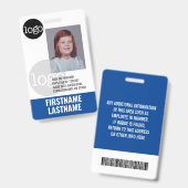 Essential Employee ID Photo Barcode Watermark Logo Badge (Voor- en achterkant)