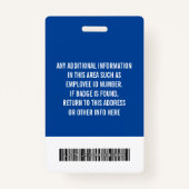 Essential Employee ID Photo Barcode Watermark Logo Badge (Achterkant)