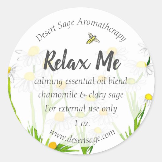 Essential Oil Aromatherapie Chamomile Custom Ronde Sticker (Voorkant)