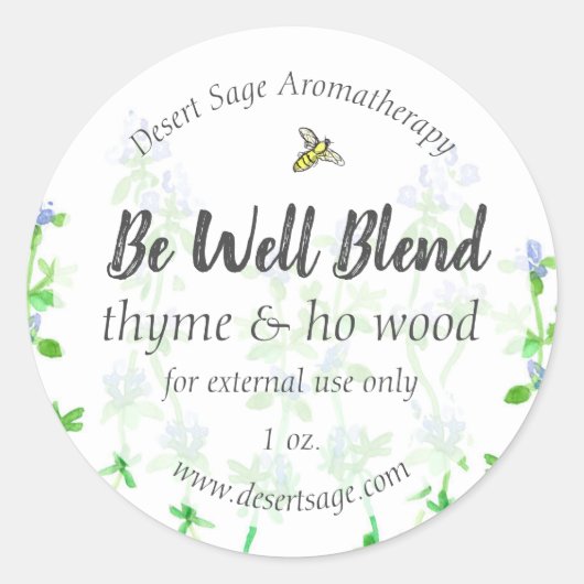 Essential Oil Product Label Thyme Herb Aanpassen (Voorkant)