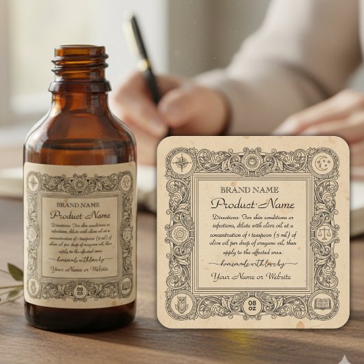 Essential oil  Square Apothecary Style Labels
