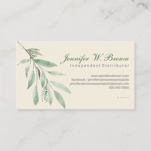 Essential Oils add custom logo beige flower beauty Visitekaartje (Achterkant)