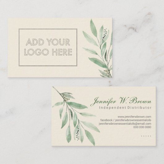 Essential Oils add custom logo beige flower beauty Visitekaartje (Voorkant / Achterkant)