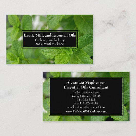 Essential Oils Business Wellness Holistic Mint Visitekaartje (Voorkant / Achterkant)