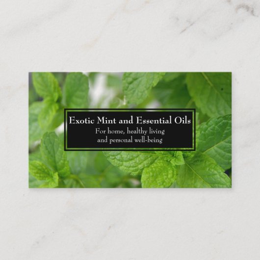Essential Oils Business Wellness Holistic Mint Visitekaartje (Voorkant)