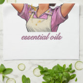 Essential Oils Funny Pizza Illustration | Girly Theedoek (Gevouwen)