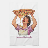 Essential Oils Funny Pizza Illustration | Girly Theedoek (Verticaal)